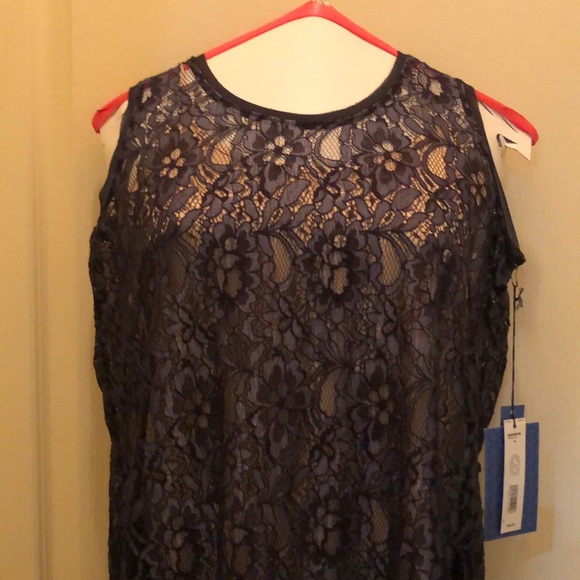 Simply Vera Navy & Tan Lace Cocktail Dress - Picture 2 of 3